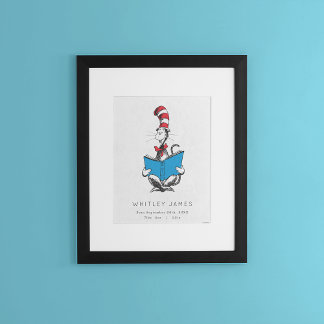 Cat in the Hat Baby Birth Stats Poster