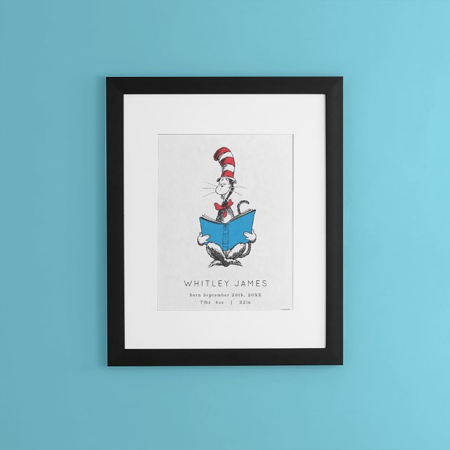 Cat in the Hat Baby Birth Stats Poster (Poster in frame)