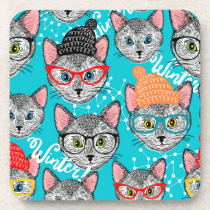 Cat in the hat beverage coaster