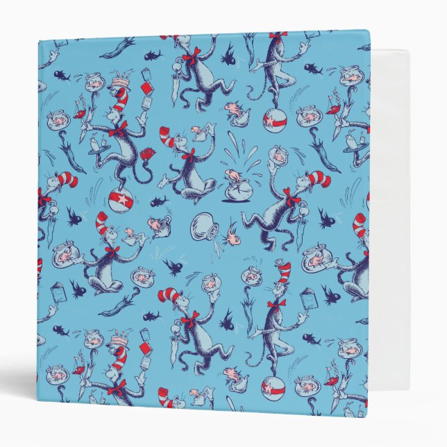 Cat In The Hat | Blue Pattern 3 Ring Binder (Front/Inside)