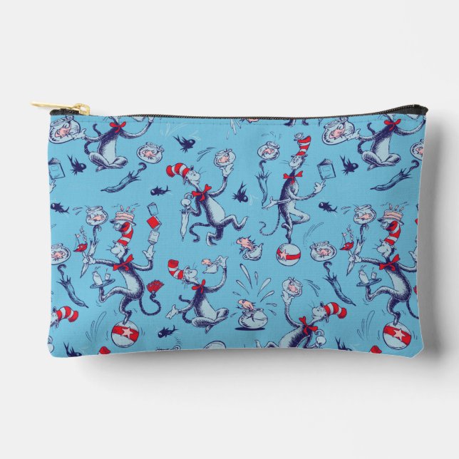 Cat In The Hat | Blue Pattern Accessory Pouch (Front)