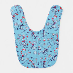 Cat In The Hat Blue Pattern Baby Bib