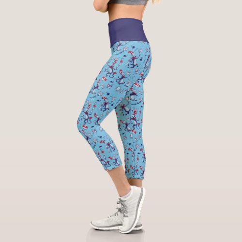 Cat In The Hat  Blue Pattern Capri Leggings