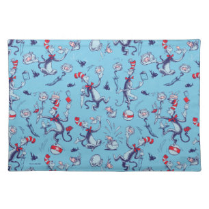 Cat In The Hat Blue Pattern Cloth Placemat