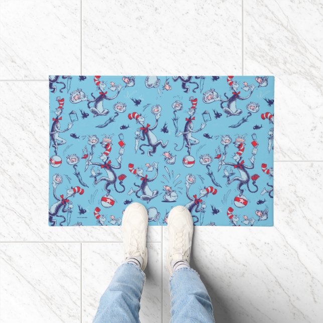 Cat In The Hat | Blue Pattern Doormat (Indoor)