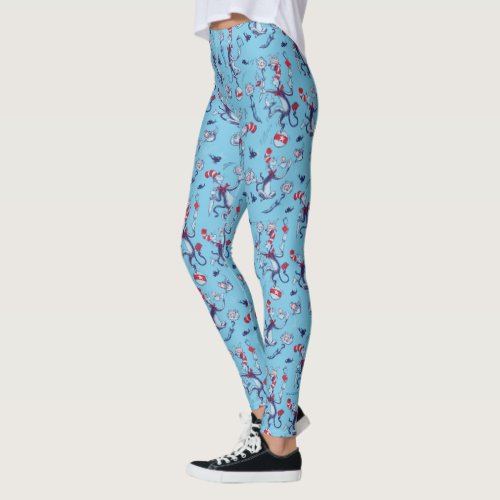 Cat In The Hat  Blue Pattern Leggings