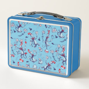 Cat In The Hat Blue Pattern Metal Lunch Box