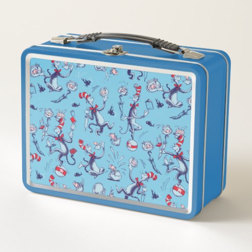 Cat In The Hat  Blue Pattern Metal Lunch Box