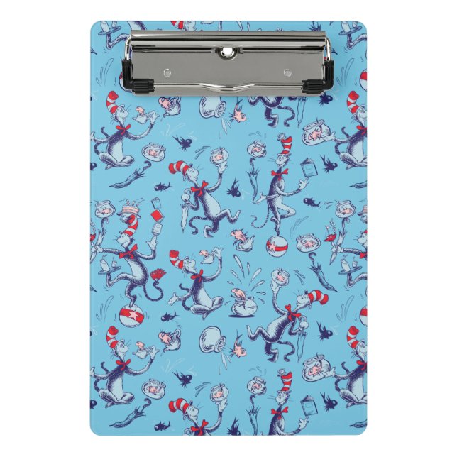 Cat In The Hat | Blue Pattern Mini Clipboard (Front)
