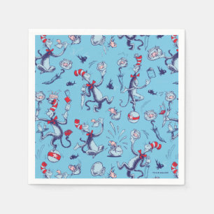 Cat In The Hat Blue Pattern Napkins