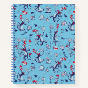 Cat In The Hat Blue Pattern Notebook