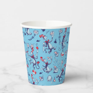 Cat In The Hat Blue Pattern Paper Cups