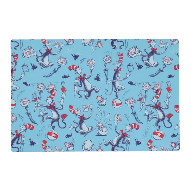 Cat In The Hat | Blue Pattern Placemat (Front)