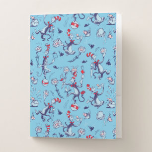 Cat In The Hat Blue Pattern Pocket Folder