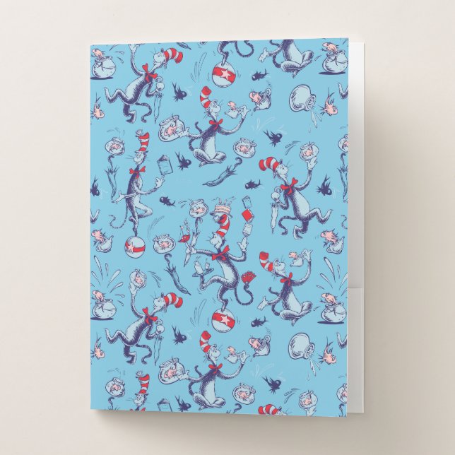 Cat In The Hat | Blue Pattern Pocket Folder (Front)