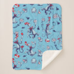 Cat In The Hat | Blue Pattern Sherpa Blanket