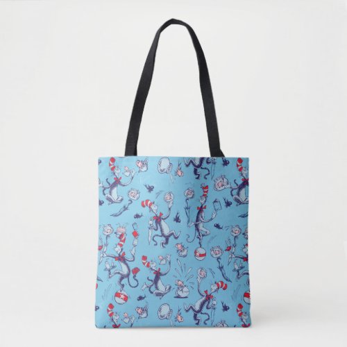 Cat In The Hat  Blue Pattern Tote Bag