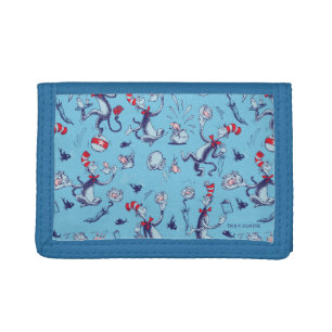 Cat In The Hat Blue Pattern Trifold Wallet