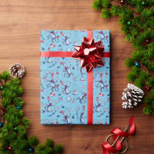 Cat In The Hat   Blue Pattern Wrapping Paper