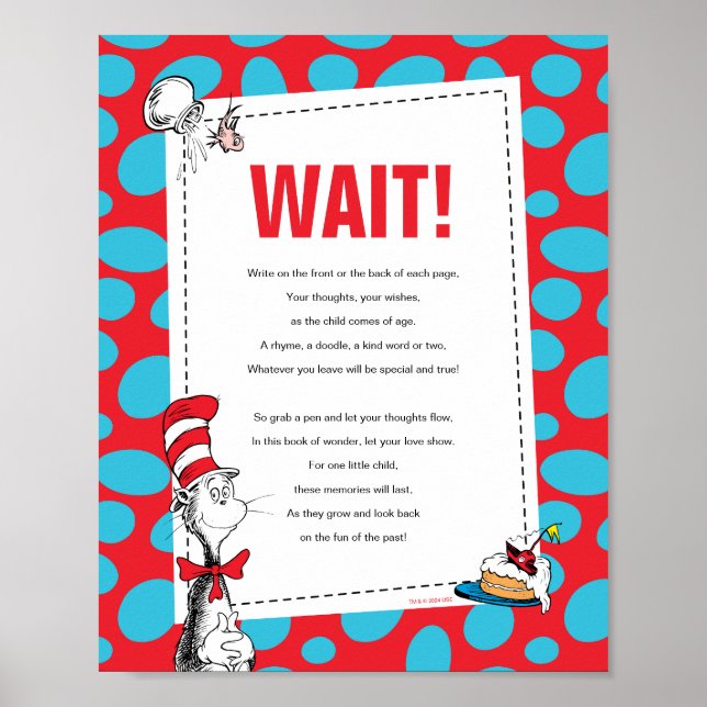 Cat in the Hat Book Guest Book Party Sign (Front)