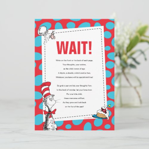 Cat in the Hat Book Guest Book Party Sign Invitation