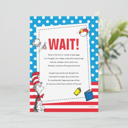 Cat in the Hat Book Guest Book Party Sign Invitation