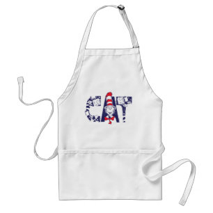 Cat In the Hat Cat Face Text Adult Apron