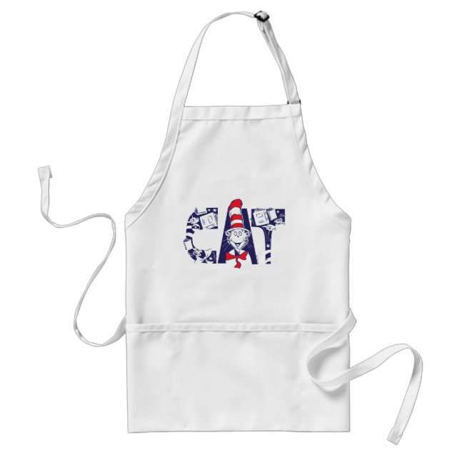 Cat In the Hat | Cat Face Text Adult Apron (Front)