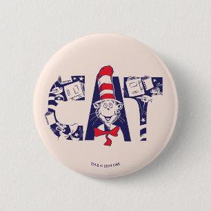 Cat In the Hat Cat Face Text Button