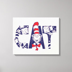 Cat In the Hat Cat Face Text Canvas Print