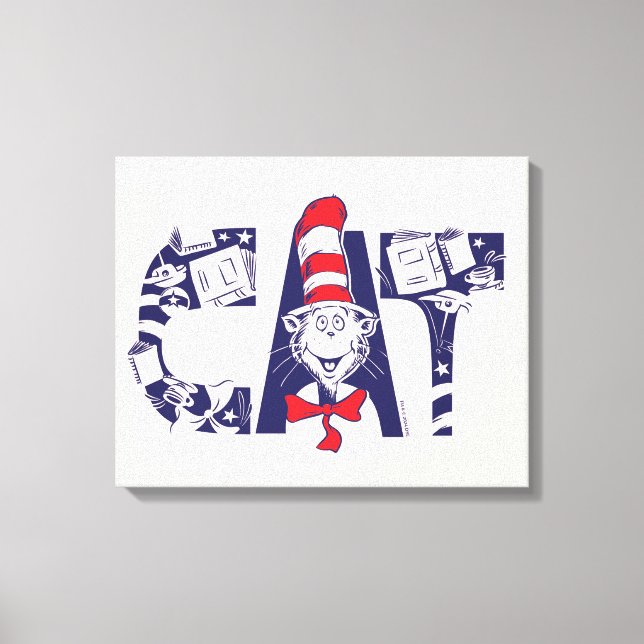 Cat In the Hat | Cat Face Text Canvas Print (Front)
