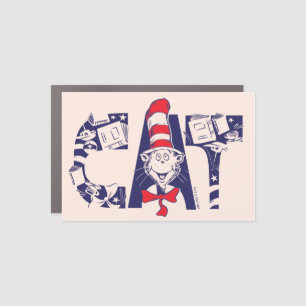 Cat In the Hat Cat Face Text Car Magnet