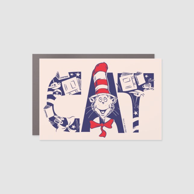 Cat In the Hat | Cat Face Text Car Magnet (Front)
