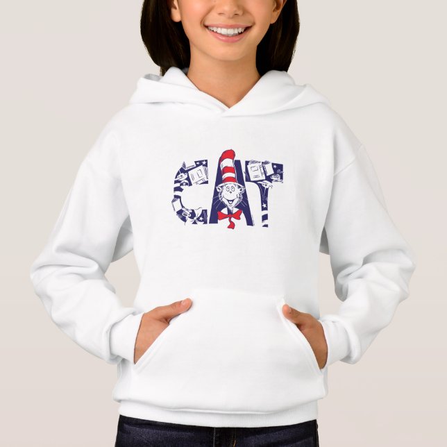 Cat In the Hat | Cat Face Text Hoodie (Front)