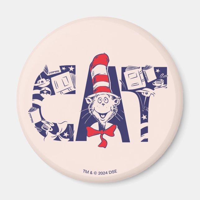 Cat In the Hat | Cat Face Text Magnet (Front)