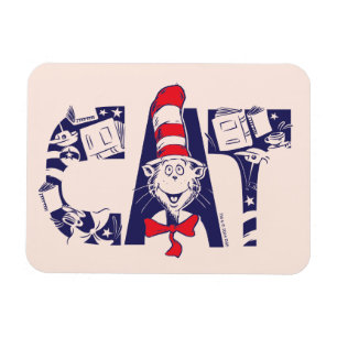 Cat In the Hat Cat Face Text Magnet