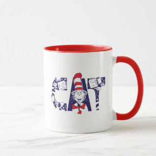 Cat In the Hat Cat Face Text Mug