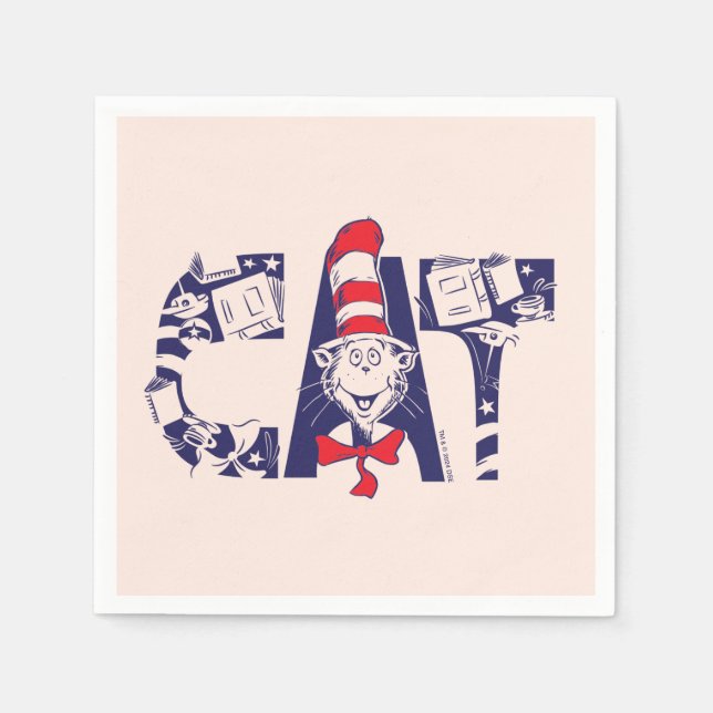 Cat In the Hat | Cat Face Text Napkins (Front)