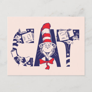 Cat In the Hat Cat Face Text Postcard