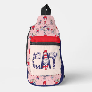 Cat In the Hat Cat Face Text Sling Bag