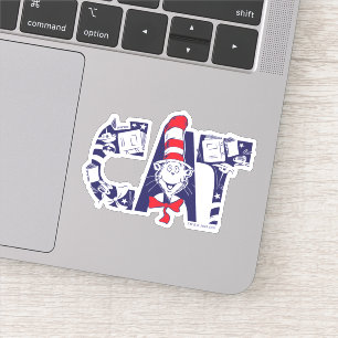 Cat In the Hat Cat Face Text Sticker