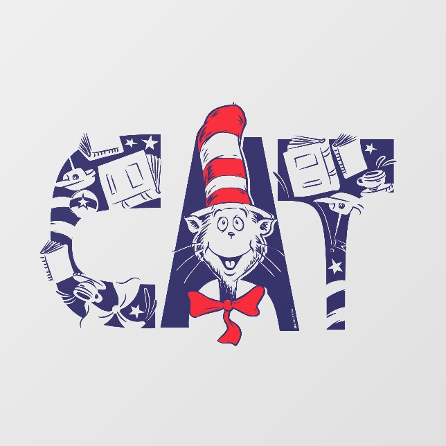 Cat In the Hat | Cat Face Text Wall Decal (Front)