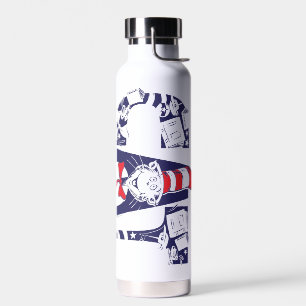 Cat In the Hat Cat Face Text Water Bottle