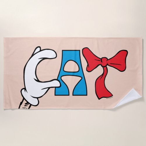 Cat In the Hat  Cat Text Beach Towel