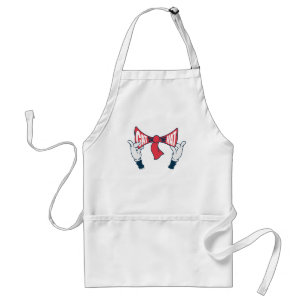 Cat In the Hat Cat Text Bow Tie Adult Apron