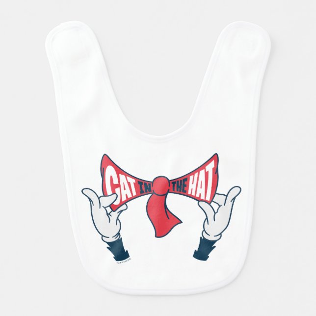 Cat In the Hat | Cat Text Bow Tie Baby Bib (Front)
