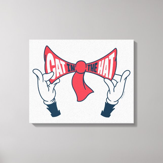 Cat In the Hat | Cat Text Bow Tie Canvas Print (Front)