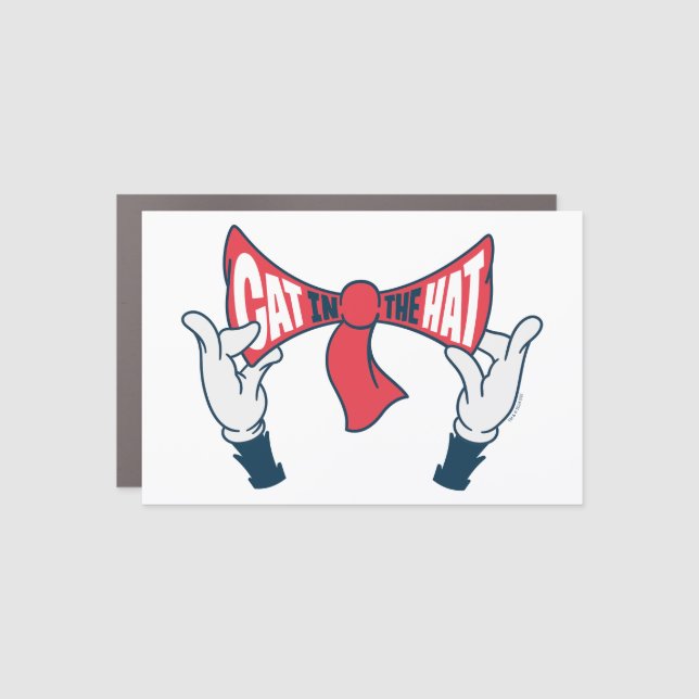 Cat In the Hat | Cat Text Bow Tie Car Magnet (Front)