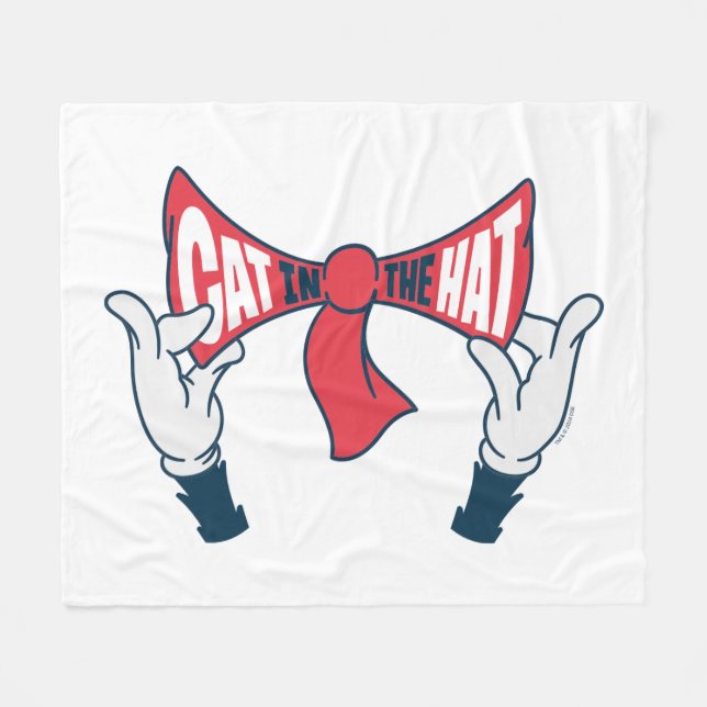 Cat In the Hat | Cat Text Bow Tie Fleece Blanket (Front (Horizontal))