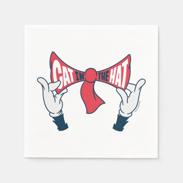 Cat In the Hat | Cat Text Bow Tie Napkins (Front)